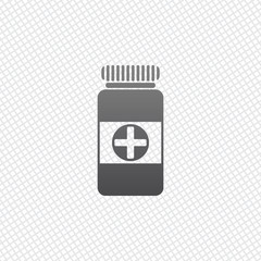 Bank of pills icon. On grid background