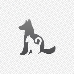 cat and dog icon. On grid background