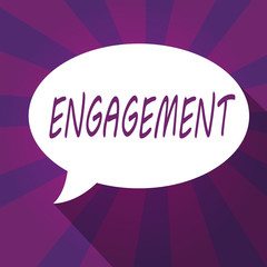 Conceptual hand writing showing Engagement. Business photo showcasing Formal agreement to get married arrangement for doing something.