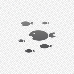 School of fishes. On grid background