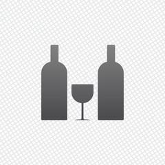 glass and bottles icon. On grid background