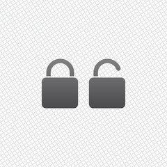 Lock and unlock Icon. On grid background