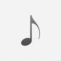 Music note icon. On grid background