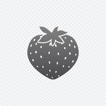 strawberry icon. On grid background