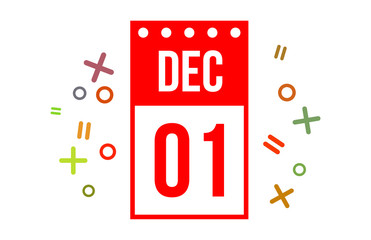 1 December Red Calendar Number