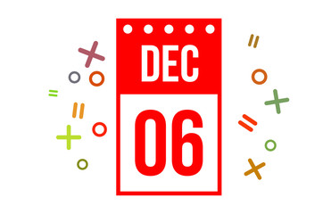 06 December Red Calendar Number