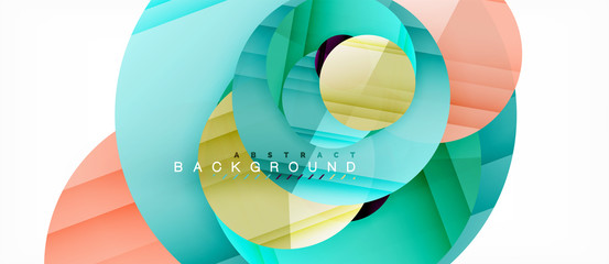 Fototapeta premium Glossy colorful circles abstract background, modern geometric design