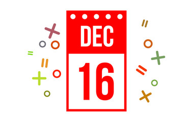 16 December Red Calendar Number