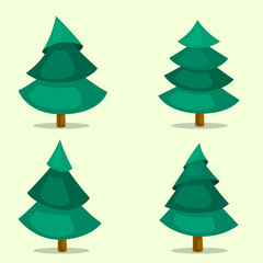 vector cartoon pine tree collection set
