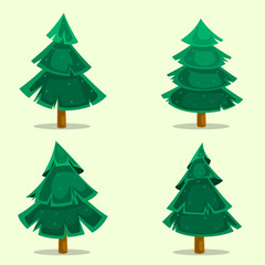 vector cartoon pine tree collection set