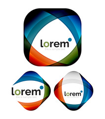 Set of geometric shape convergence logo design templates