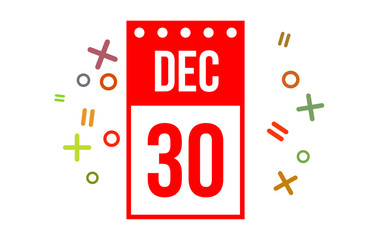 30 December Red Calendar Number