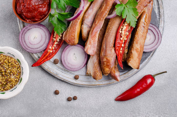 Portion of smoked ribs