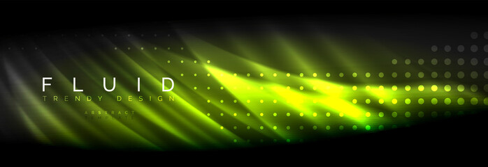 Liquid neon flowing waves, glowing light lines background