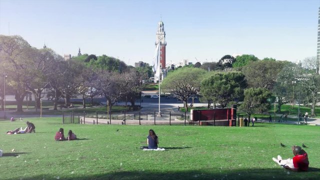 People take a break at san martin park in Buenos Aires, Argentina