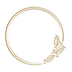 Vintage Christmas vector frame with holly decoration