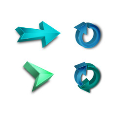 Arrows. Set of colored shiny icons. 3d vector illustration isolated on white background