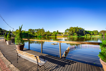 Obraz premium Dutch’s lake in Holambra, Brazil