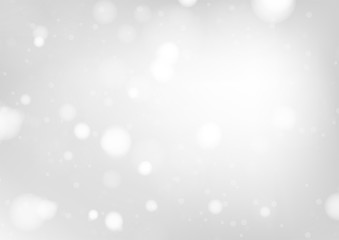 Merry Christmas Background with white bokeh lights for Holiday Poster, Banner, Card. Vector illustration