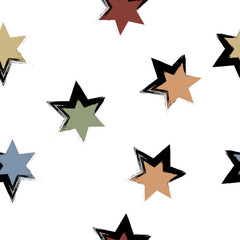 Brush painted of stars, Abstract seamless pattern