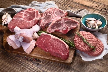 Photo sur Plexiglas Viande Différents types de viande crue