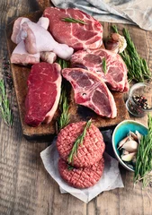 Tuinposter Vlees Verschillende soorten rauw vlees