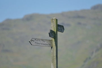 Signpost in Little Langdale, Lake District