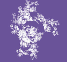 White abstract fractal on ultraviolet background. Fantasy fractal texture. Digital art. 3D rendering. Computer generated image.