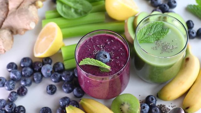Detox Smoothies. Clean and healthy eating concept

