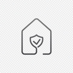 house with protect icon. line style. On grid background