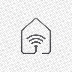 house with wifi icon. line style. On grid background