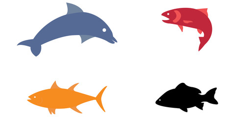 Vector illustration set of colorful sea animals