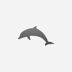 silhouette of dolphin. On grid background