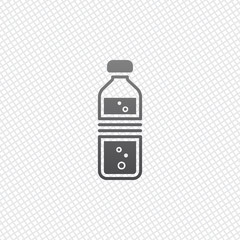 bottle of water with bubbles. simple single icon. On grid backgr