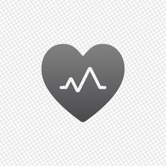 cardiac pulse. heart and pulse line. simple single icon. On grid