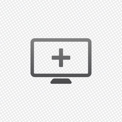 computer and medical cross, medical site. simple icon. On grid b