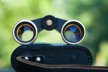 Theatrical binoculars (opera glasses) in the natural environment, close up