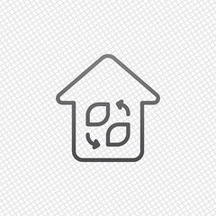 Eco house. Concept logo. Simple linear icon with thin outline. O