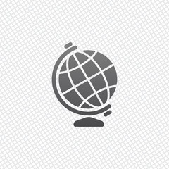 Simple globe symbol. On grid background