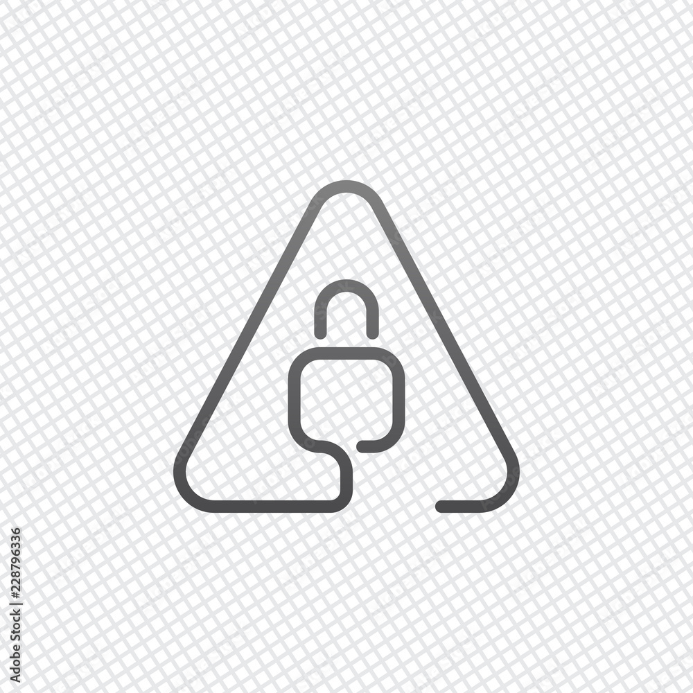 Poster lock in warning triangle. linear icon with thin outline. one lin