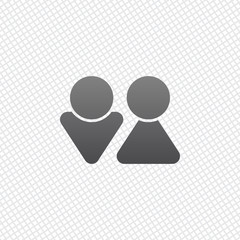 Set of male and female symbols. Simple icon. On grid background