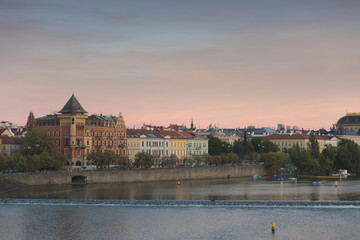 Prague Czech Republic, panorama city skyline from Charles Bridge