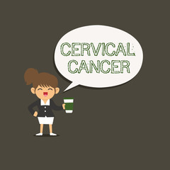 Conceptual hand writing showing Cervical Cancer. Business photo showcasing occurs when the cells of the cervix grow abnormally.