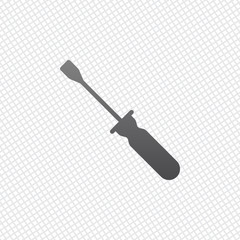 Simple silhouette of screwdriver. On grid background