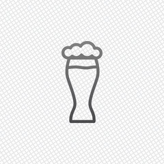 Beer glass. Simple linear icon with thin outline. On grid backgr