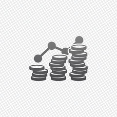 Coins stack, finance grow. On grid background