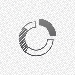 Business pie chart icon. On grid background