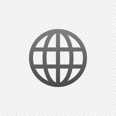 Simple globe icon. Linear. On grid background