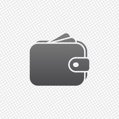 Purse, wallet, money icon. On grid background