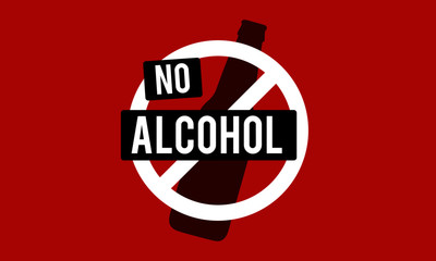 No Alcohol Sign with Bottle Vector Illustration